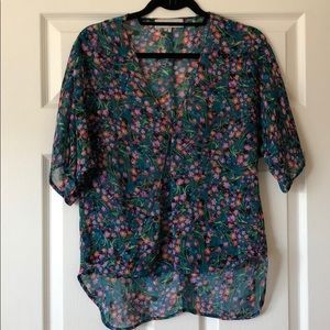 WAYF floral high low blouse top spring X-Small